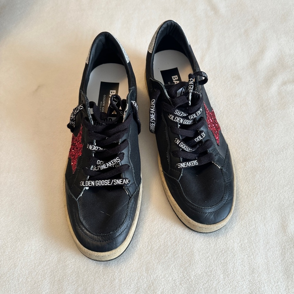 Golden Goose Black Sneakers with Red Star size 39